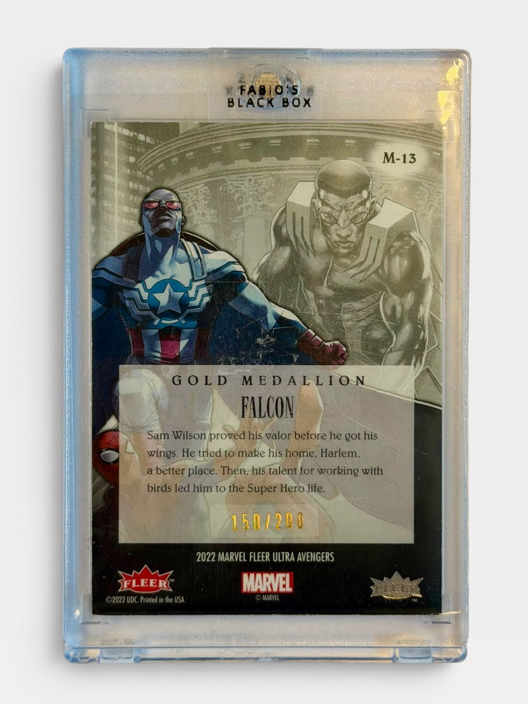 2022 Marvel Fleer Ultra Avengers Falcon Gold Medallion /200
