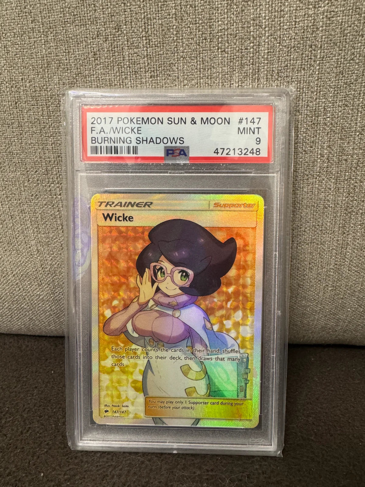 Wicke (Full Art) 147/147 (Burning Shadows) — PSA 9