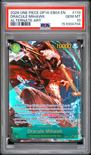 Dracule Mihawk - OP14-119 (Alternate Art) (The Azure Sea's Seven) — PSA 10
