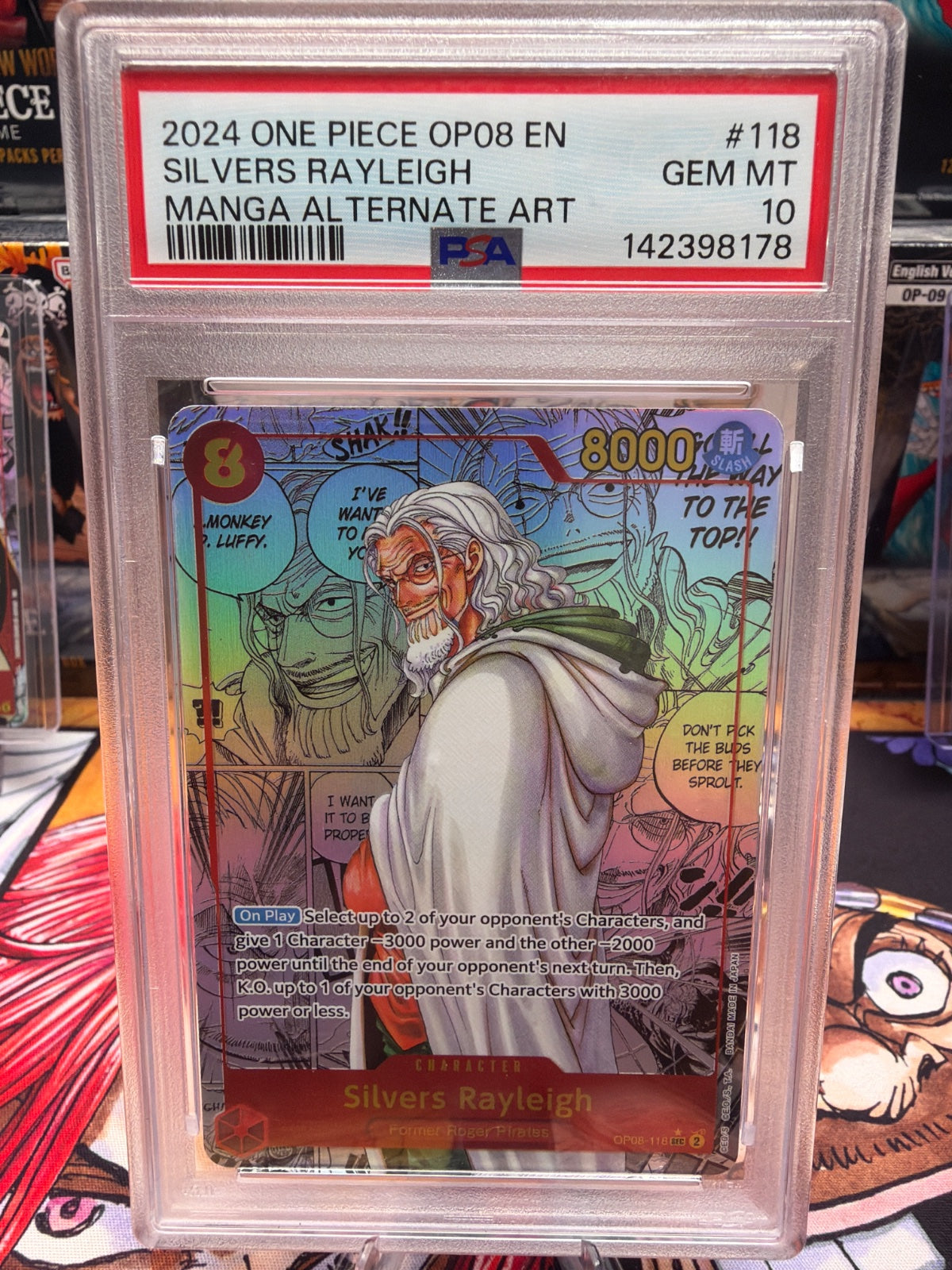 Silvers Rayleigh (Parallel) (Manga) OP08-118 (Two Legends) — PSA 10