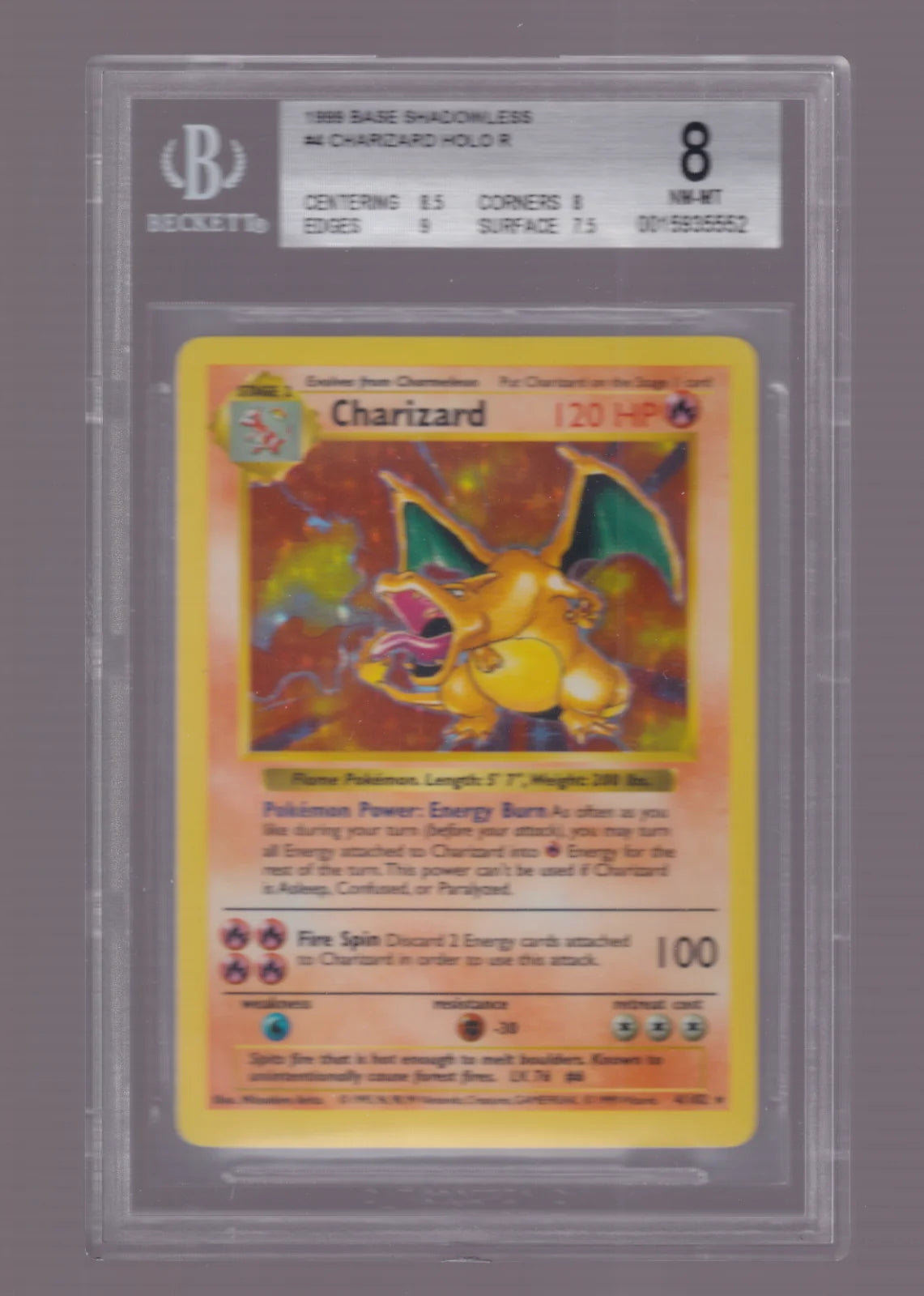 Charizard 4 · Shadowless Holofoil (Base Set (Shadowless)) — BGS 8