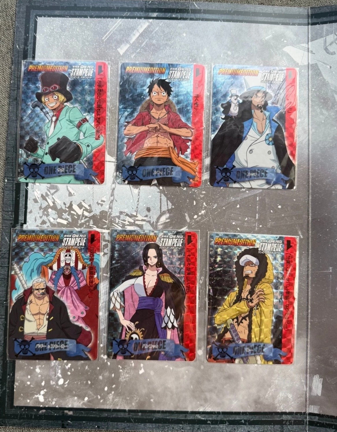 2019 One Piece Carddass Premium Edition Stampede Set - Luffy Boa Law Sabo Lucci