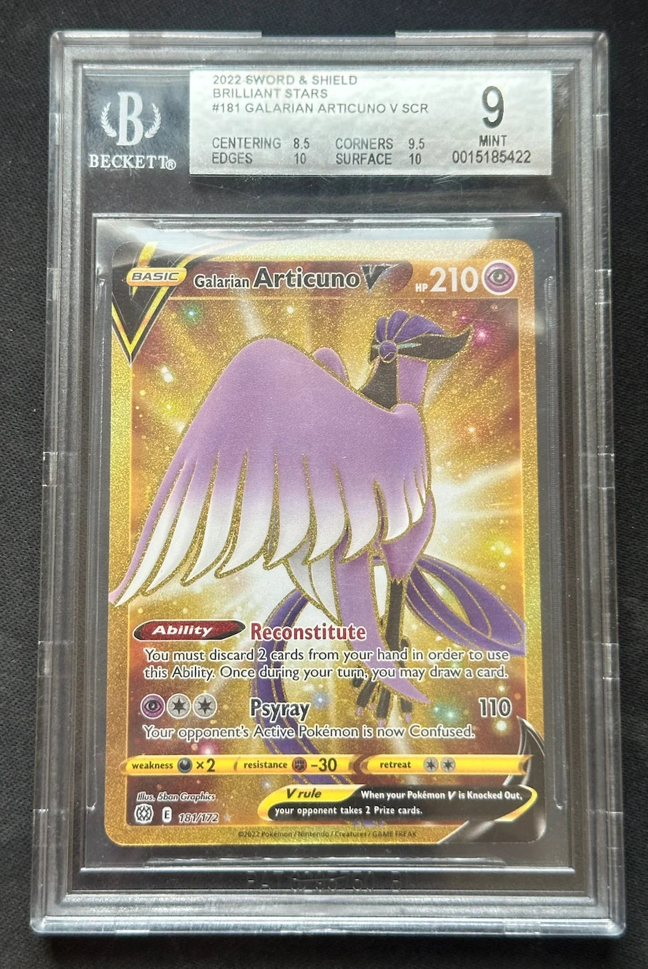 Galarian Articuno V (Secret) 181/172 (Brilliant Stars) — BGS 9