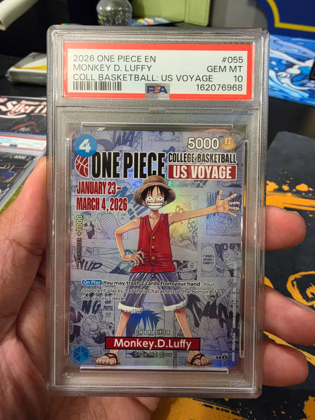 Monkey.D.Luffy (College Basketball US Voyage) P-055 (One Piece Promotion Cards) — PSA 10