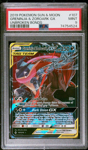 Greninja & Zoroark GX 107 (Unbroken Bonds) — PSA 9