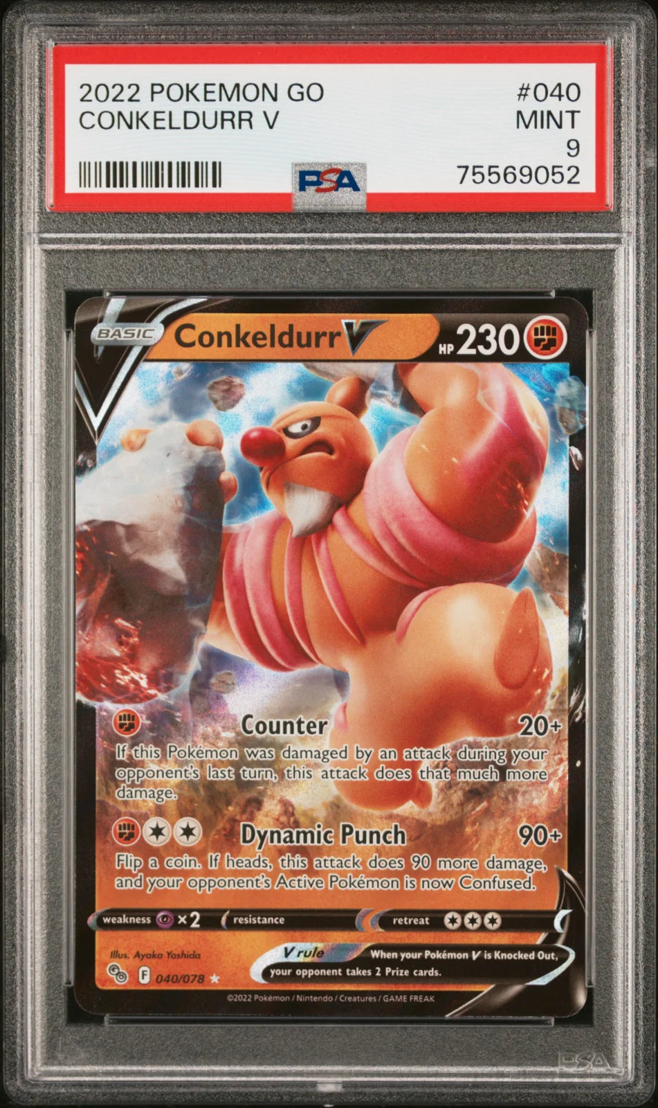 Conkeldurr V 040/078 (Pokemon Go) — PSA 9