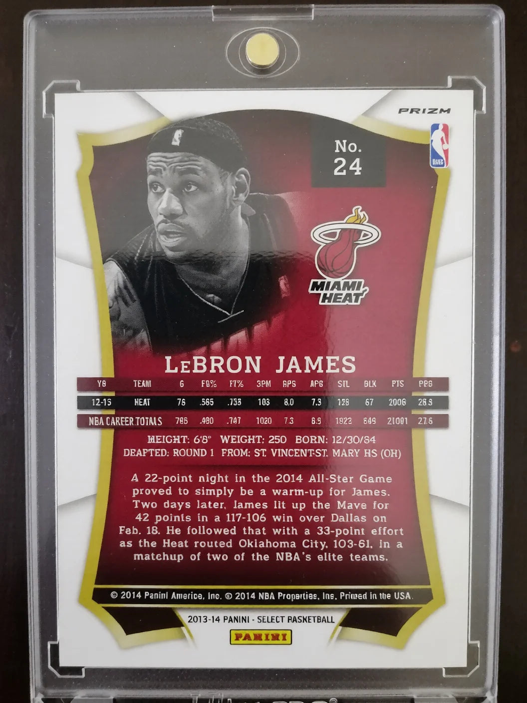 2013-14 Panini Select Lebron James Silver Prizm RARE!