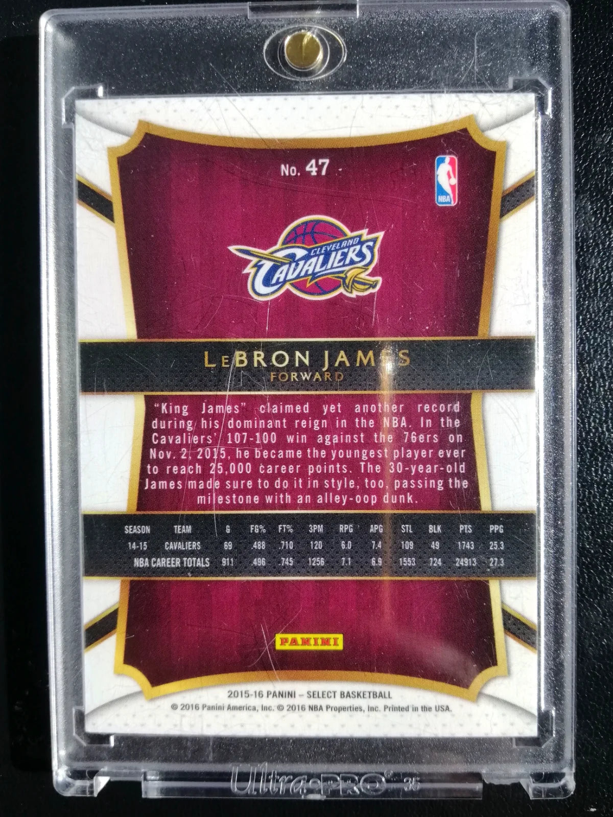 2015-16 Select Lebron James #47 Tri-Color Prizm