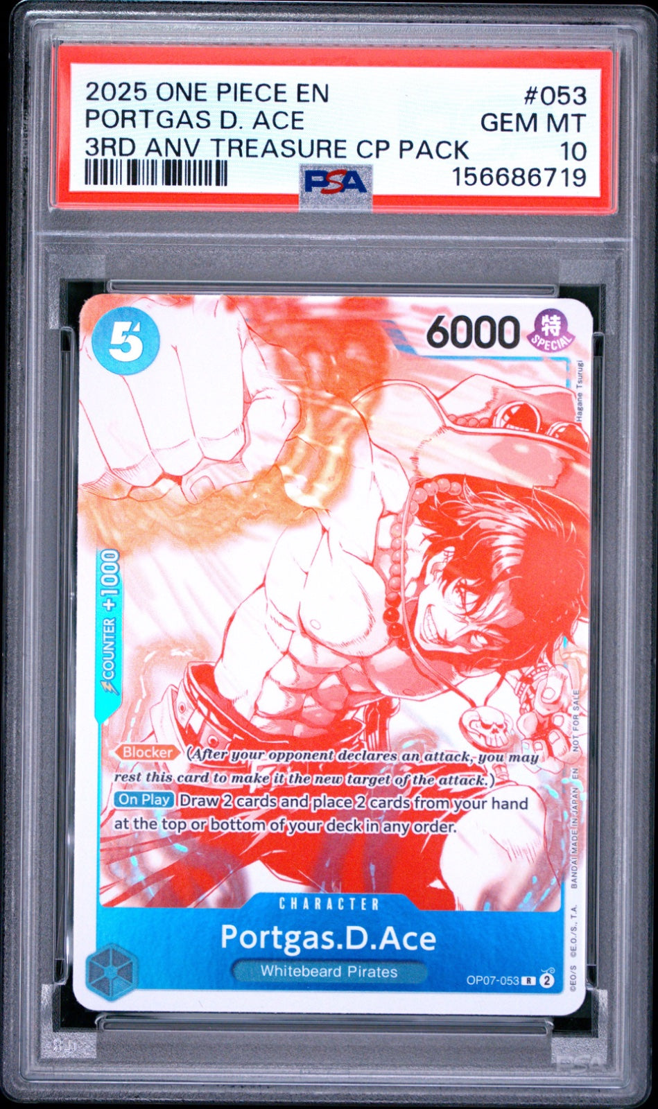Portgas.D.Ace - OP07-053 (3rd Anniversary Treasure Campaign Pack) (One Piece Promotion Cards) — PSA 10