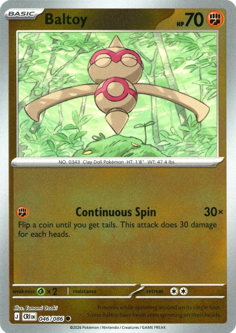 Baltoy 046/086 · Reverse Holofoil (Chaos Rising)