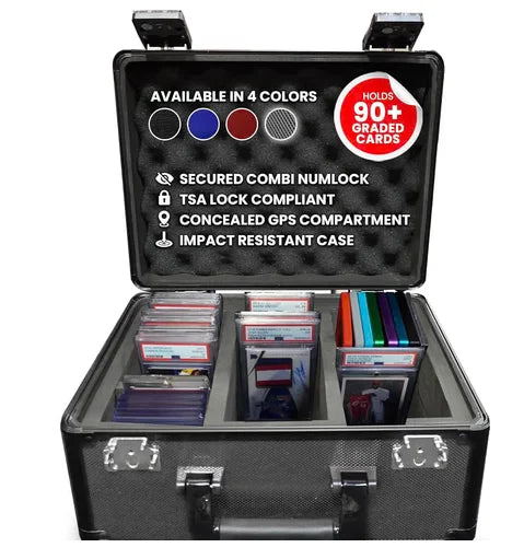 EVORETRO Gray Aluminum Graded Card Storage Box 3 Rows TSA Lock good for 90 cards