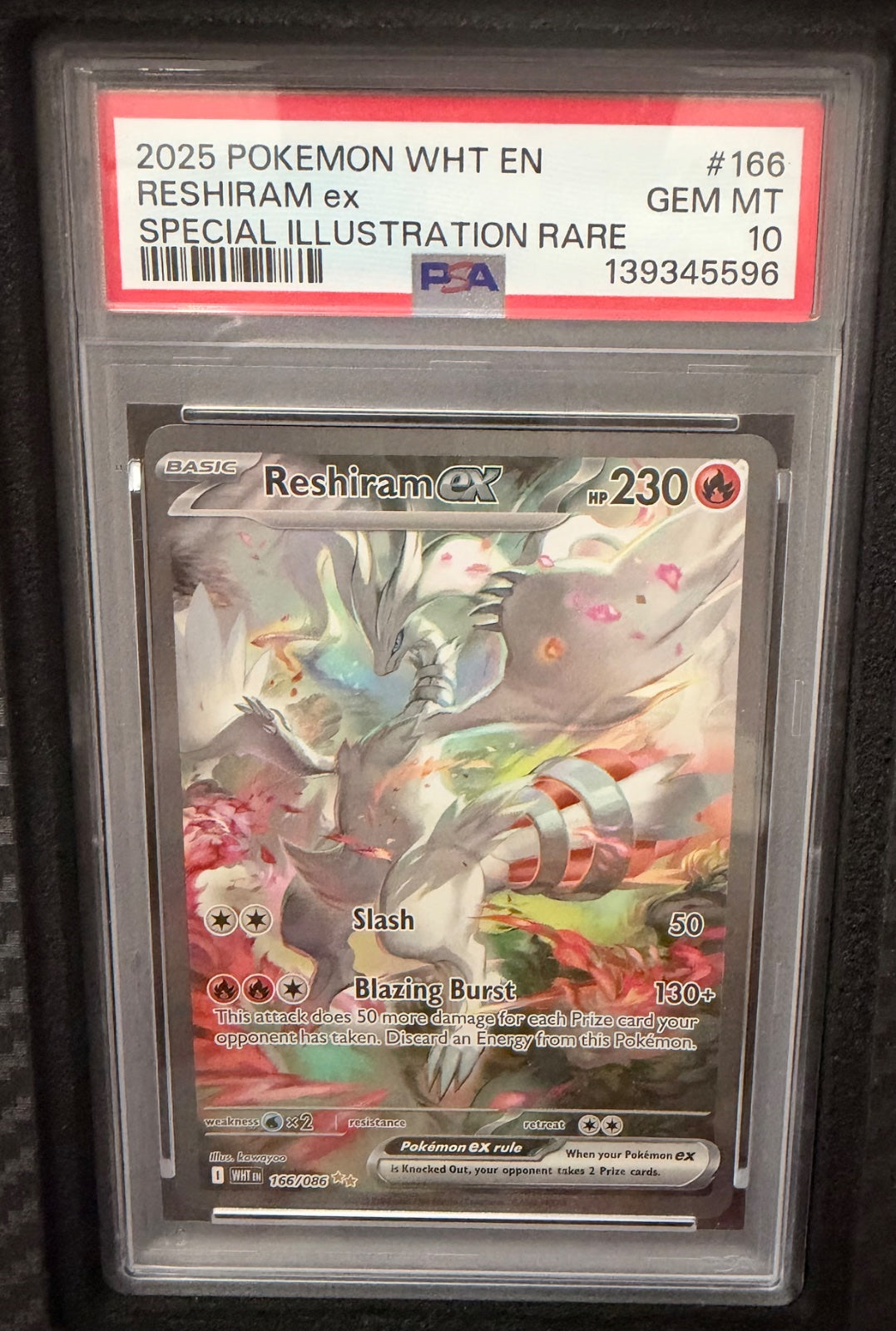 Reshiram ex 166/086 (White Flare) — PSA 10