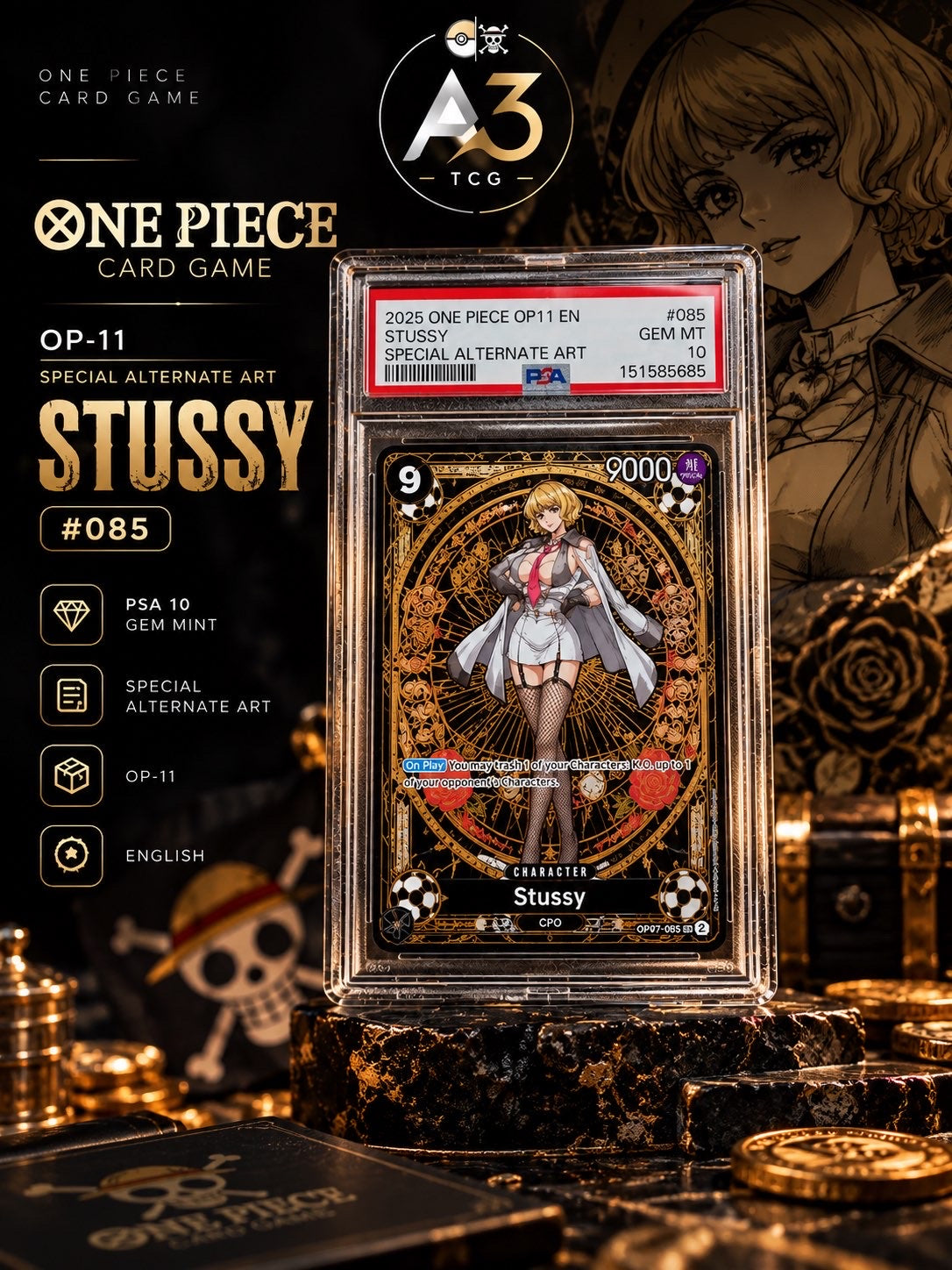 Stussy (SP) OP07-085 (A Fist of Divine Speed) — PSA 10