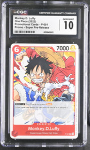 Monkey D. Luffy - 2022 One Piece Promotional Card P-001, Super Pre-Release Promo - CGC10