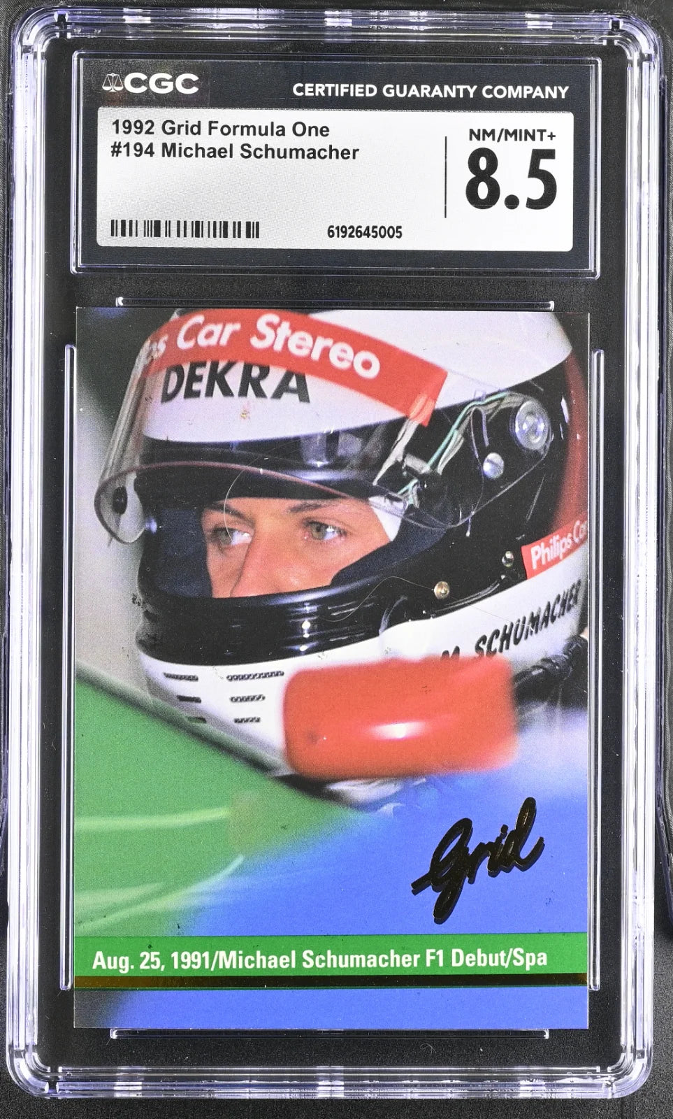 1992 Grid Formula One #194 featuring Michael Schumacher CGC8.5.