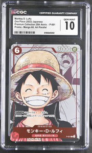 Monkey D. Luffy 2022 One Piece Japanese 25th Anniversary P-001 Promo CGC10