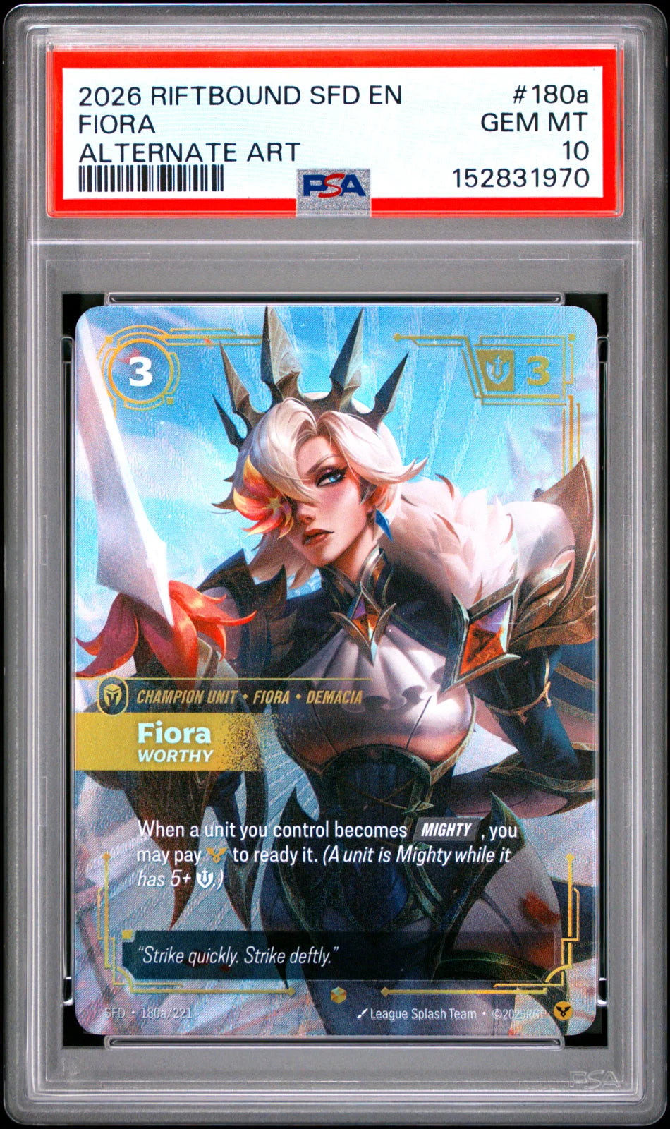Fiora - Worthy (Alternate Art) 180a/221 (Spiritforged) — PSA 10