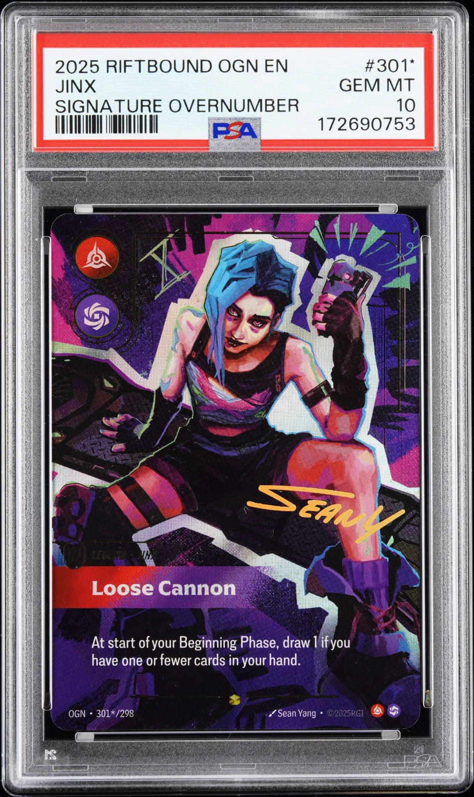 Jinx - Loose Cannon (Alternate Art) 301*/298 (Origins) — PSA 10
