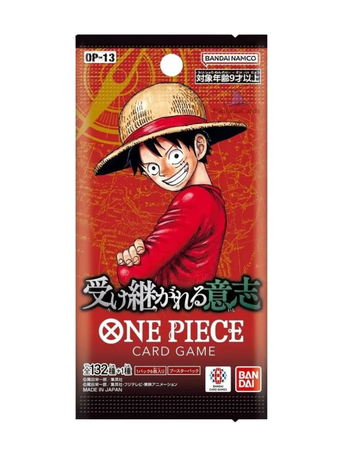 One Piece Card Game OP-13 Carrying On His Will Japanese Booster Pack – 6 Cards