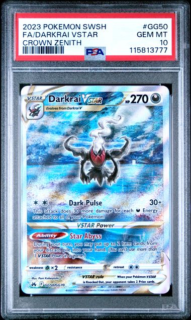 Darkrai VSTAR GG50/GG70 (Crown Zenith: Galarian Gallery) — PSA 10