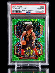 JARRETT ALLEN #/10 #209 - 2021-22 Panini Prizm Neon Green Fast Break Prizm