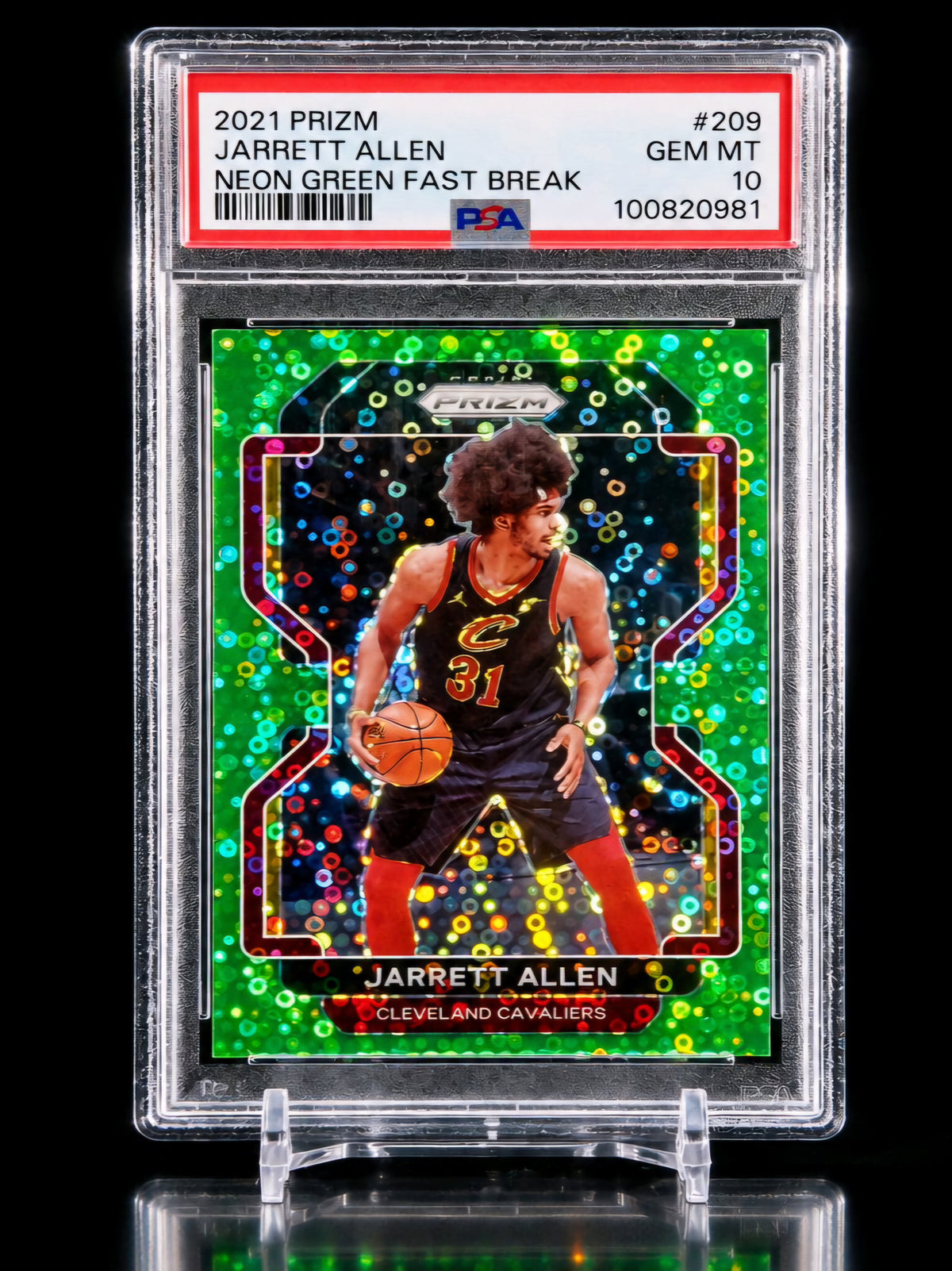 JARRETT ALLEN #/10 #209 - 2021-22 Panini Prizm Neon Green Fast Break Prizm