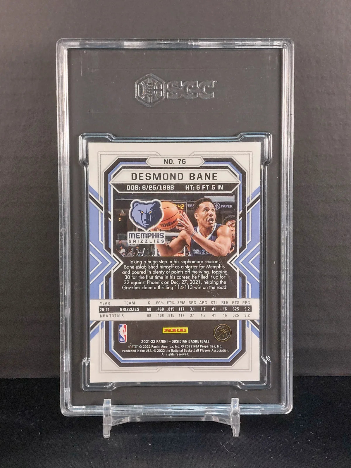 DESMOND BANE #/16 #76 - 2021-22 Panini Obsidian Electric Etch Blue /16