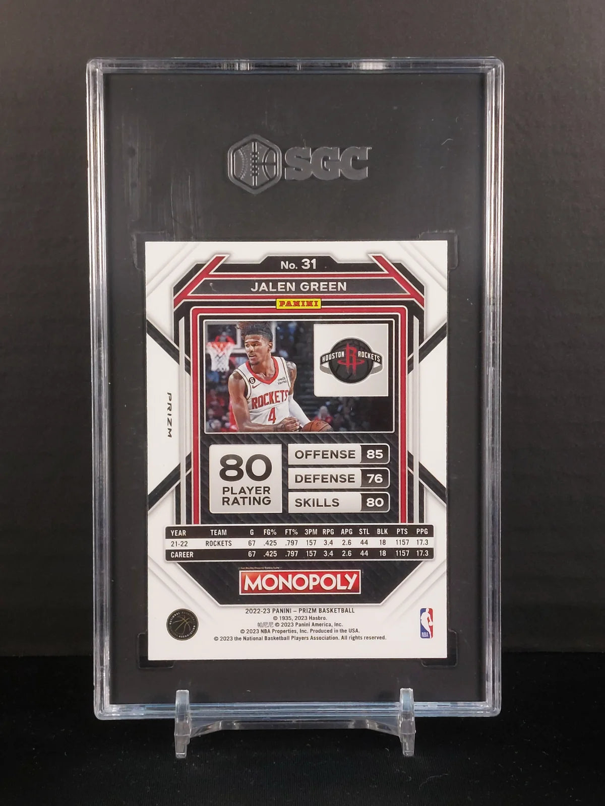 JALEN GREEN (SP) #31 - 2022-23 Panini Prizm Monopoly, Black Classic Icons Prizm