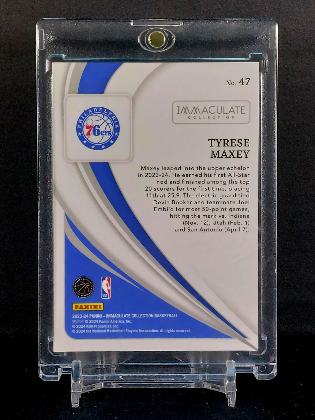 TYRESE MAXEY (#/10) #47 - Panini Immaculate Collection, Gold /10