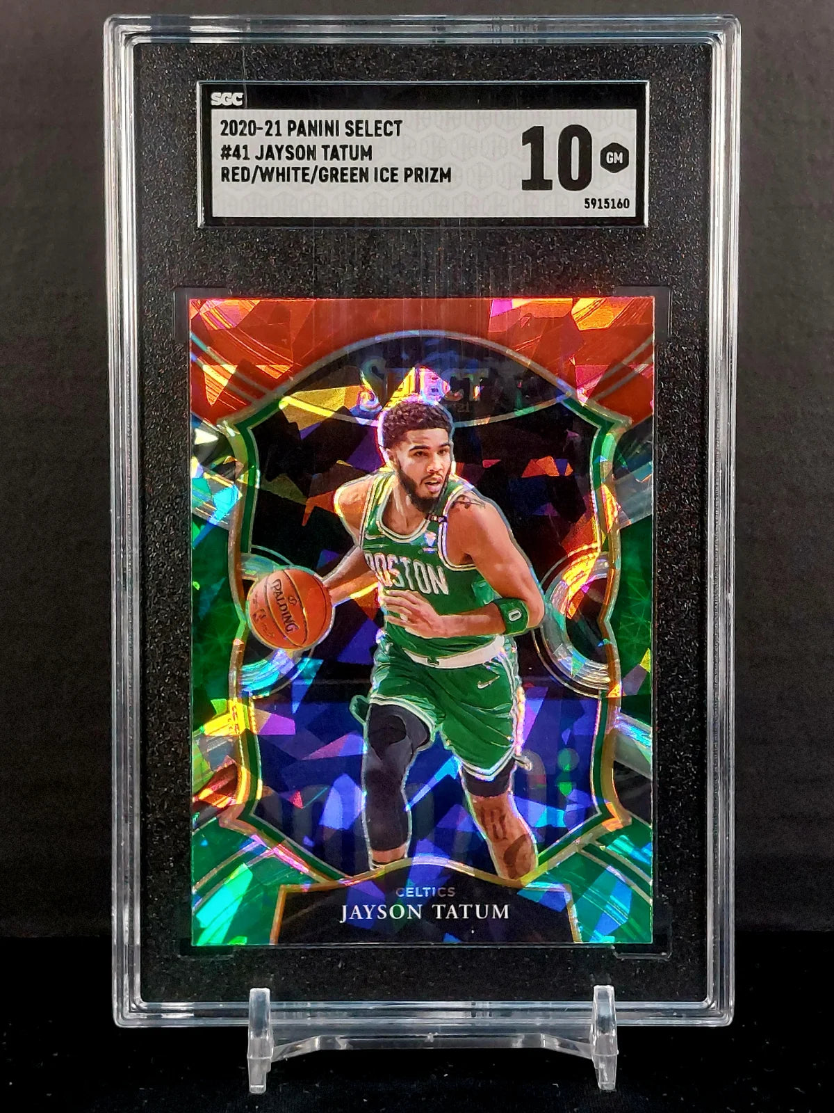 JAYSON TATUM #41 - 2020-21 Panini Select, Red/White/Green Ice Prizm