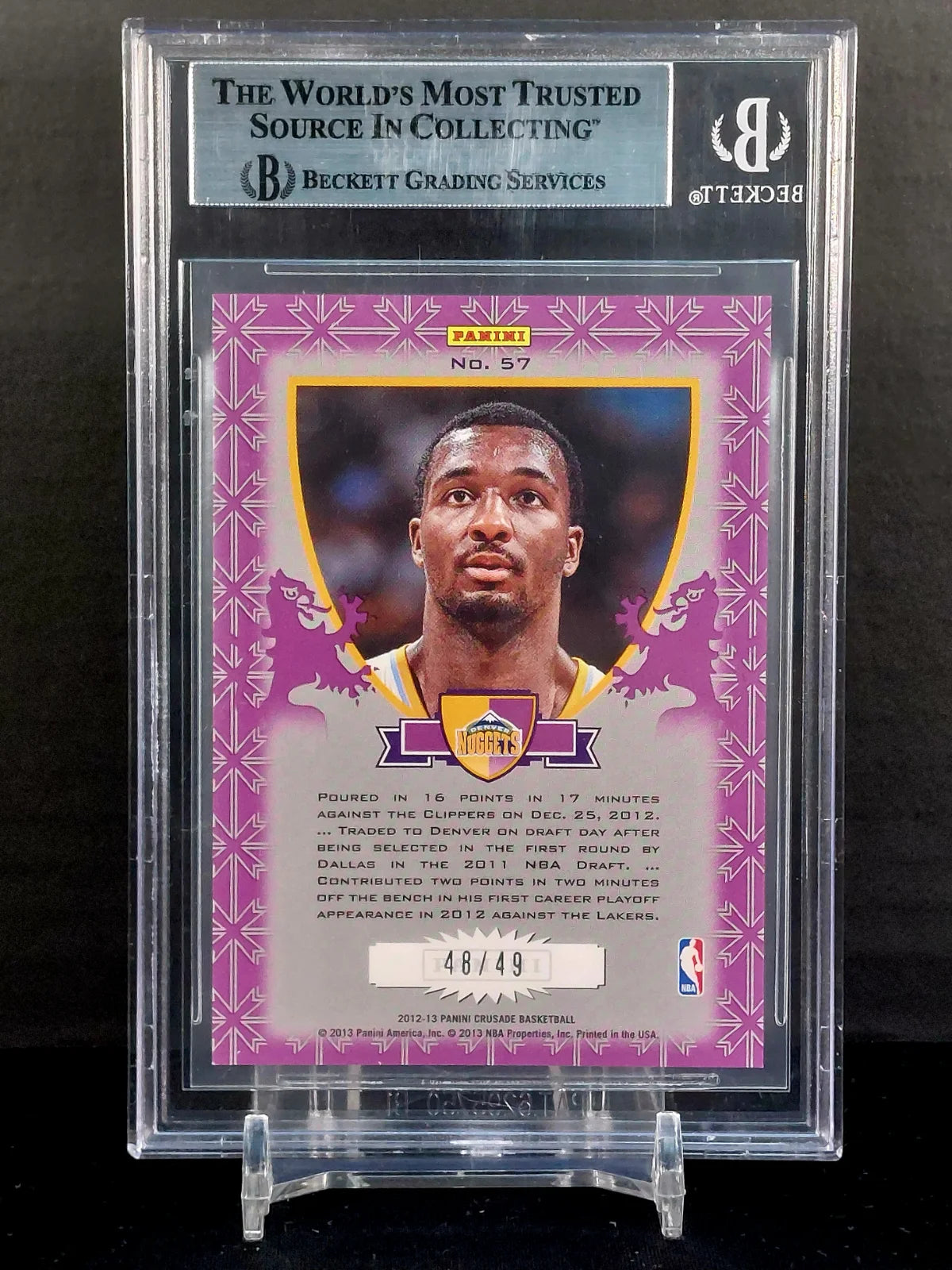 JORDAN HAMILTON (#/49) #57 - 2012-13 Panini Crusade, Purple /49