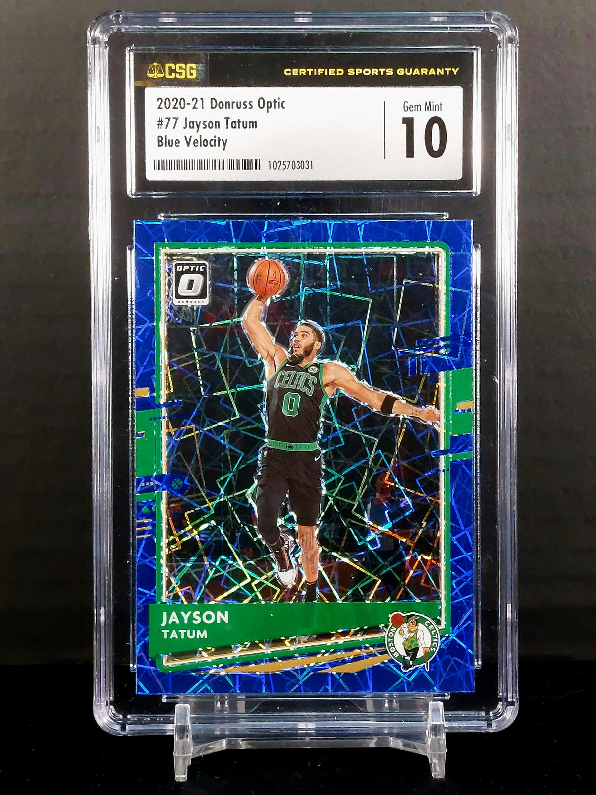 JAYSON TATUM #77 - 2020-21 Donruss Optic, Blue Velocity Prizm