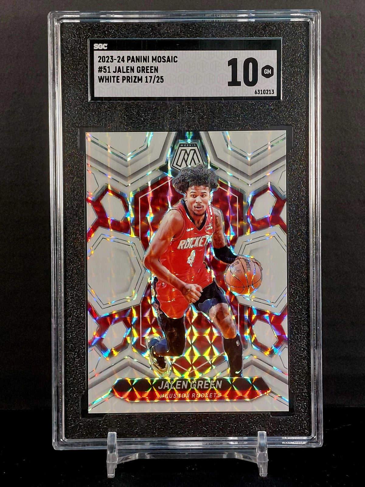 JALEN GREEN (#/25) #51 - 2023-24 Panini Mosaic, White Prizm /25