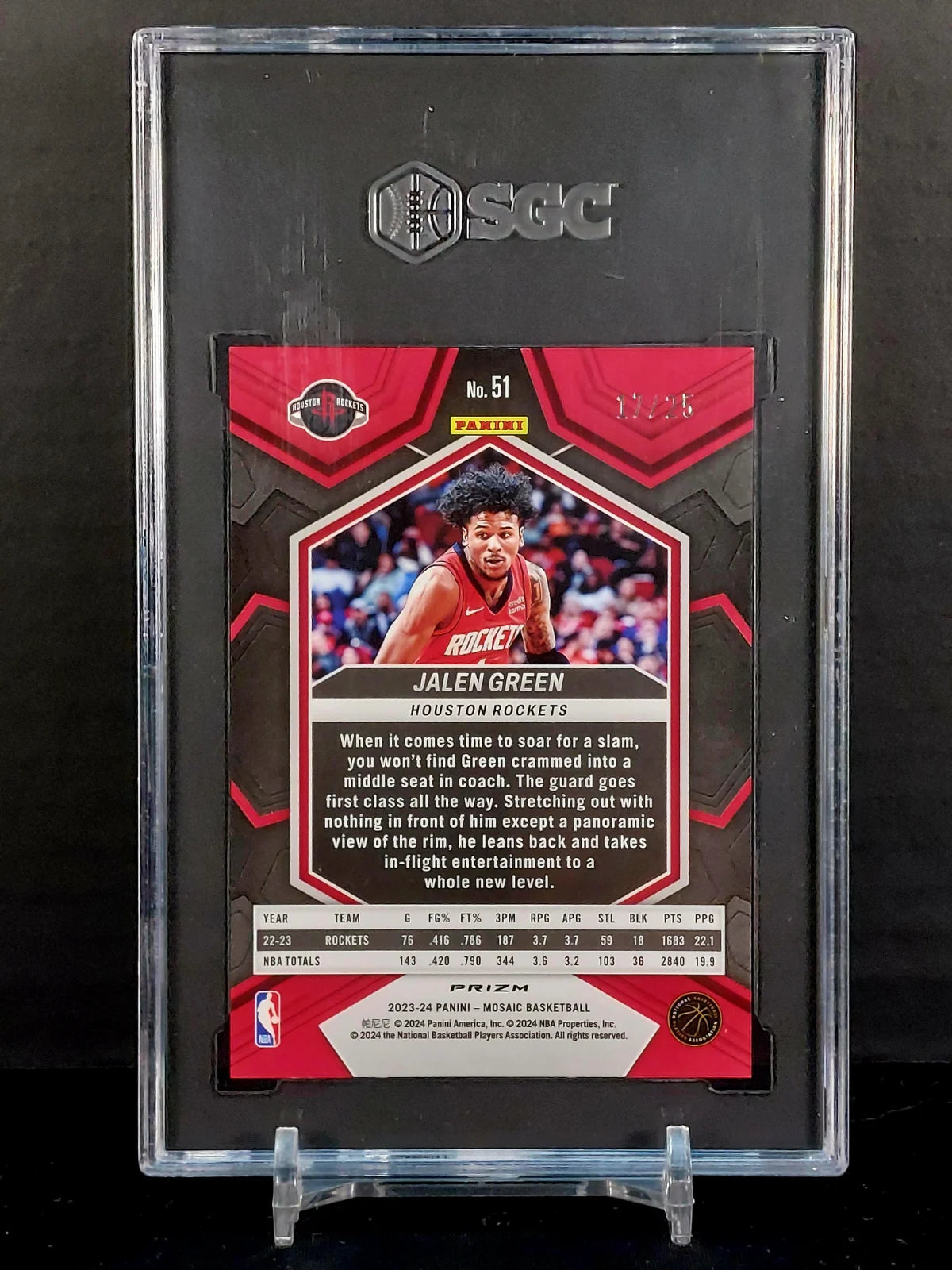 JALEN GREEN (#/25) #51 - 2023-24 Panini Mosaic, White Prizm /25