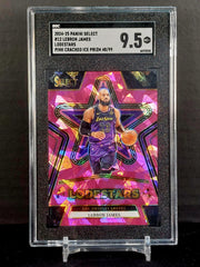 LEBRON JAMES (#/99) #12 - 2024-25 Panini Select, Lodestars Pink Cracked Ice Prizm /99