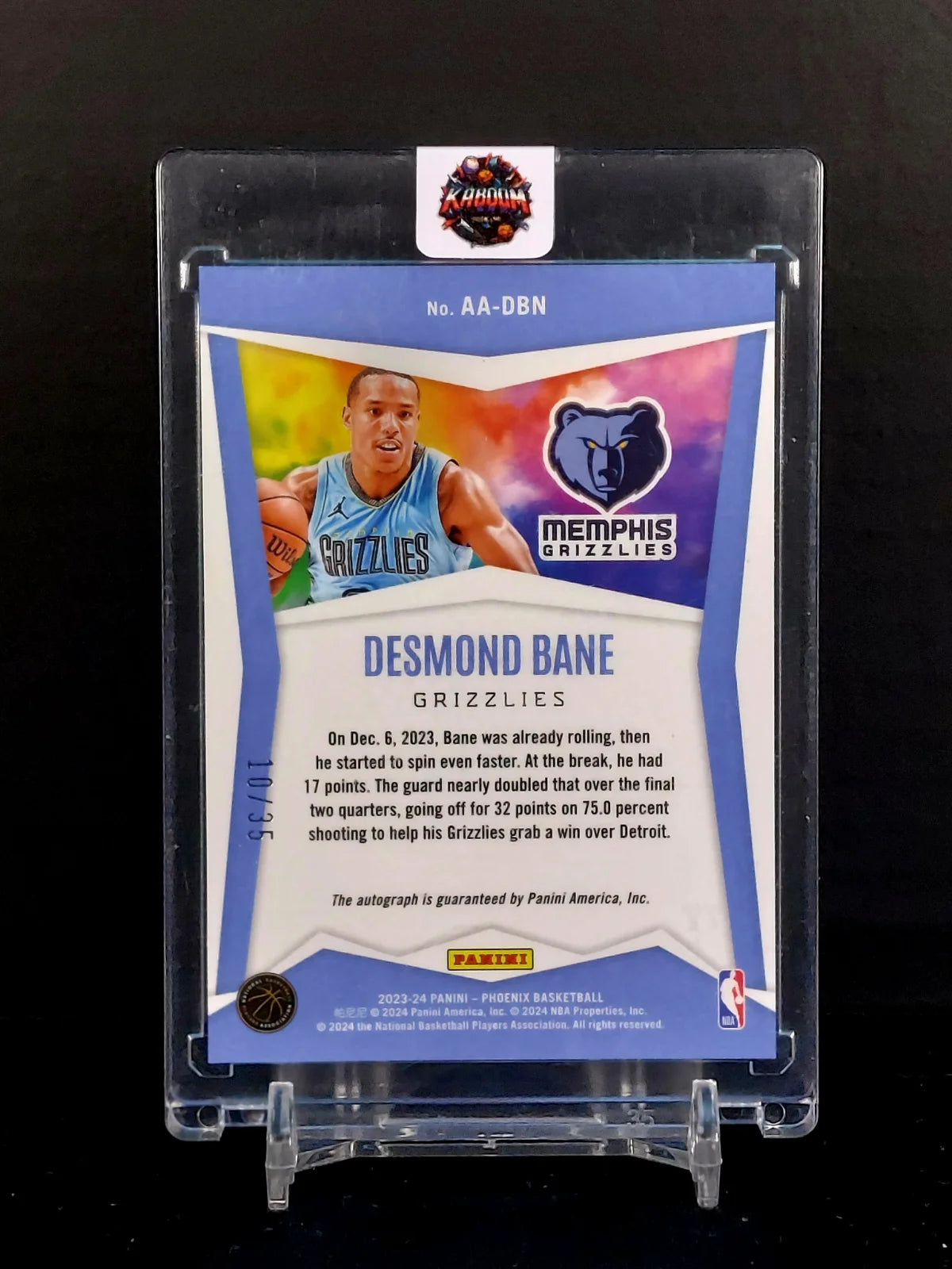 DESMOND BANE (Auto#/35) #AA-DBN - 2023-24 Panini Phoenix, Ascension Autographs Yellow /35