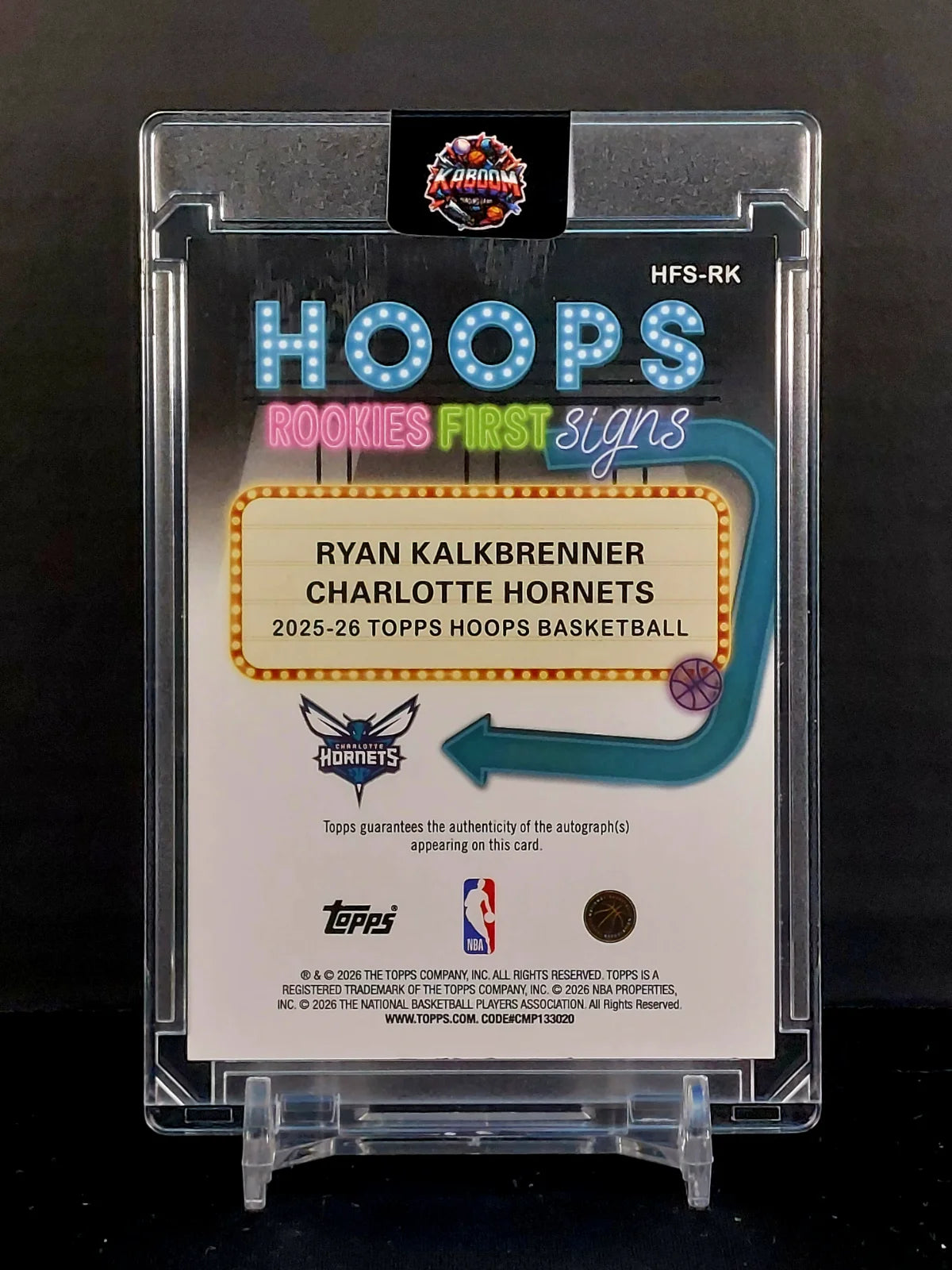 RYAN KALKBRENNER (RC Auto) #HFS-RK - 2025-26 Topps NBA Hoops, Rookie First Signs Autograph