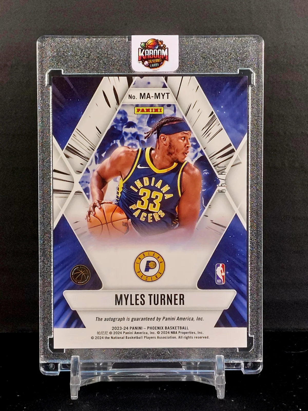 MYLES TURNER (Auto#/99) #MA-MYT - 2023-24 Panini Phoenix, Mythical Autographs/99