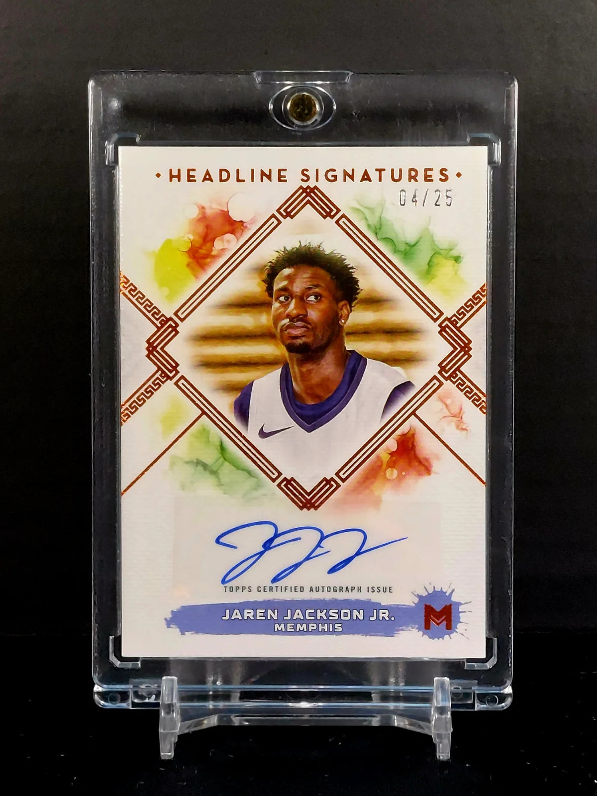 JAREN JACKSON JR (Auto#/25) #HS-JJ - 2023-24 Topps Motif, Headline Signatures Cadmium Orange /25