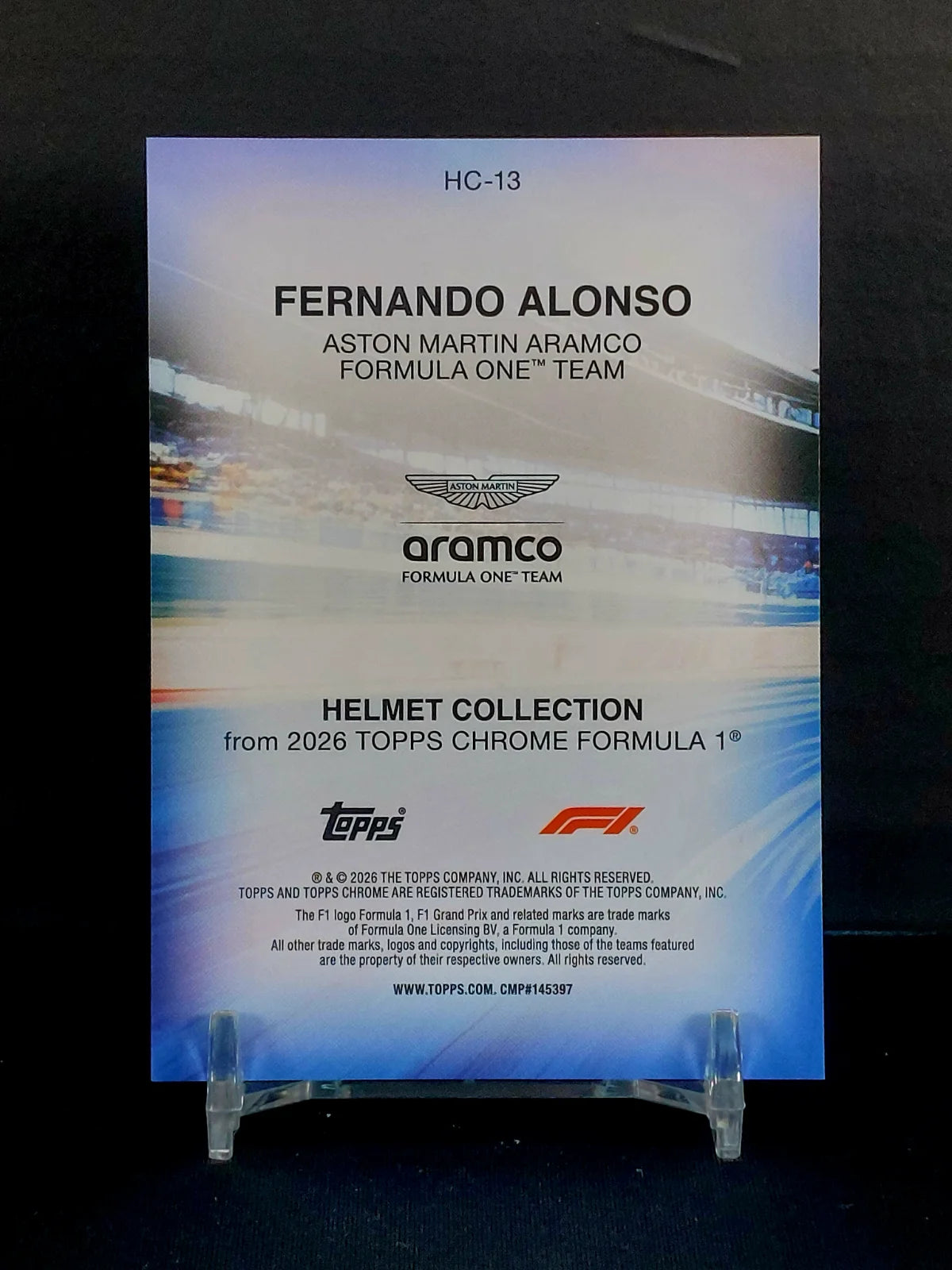 FERNANDO ALONSO #HC-13 - 2026 Topps Chrome, F1, Helmet Collection