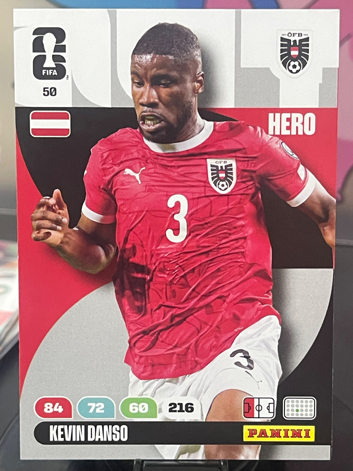 Panini FIFA World Cup 2026 Adrenalyn XL Kevin Danso Austria Hero trading card (#50)