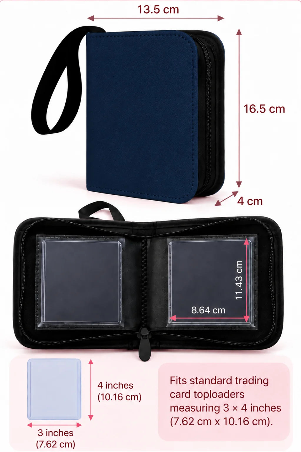 1-Pocket Toploader Binder - 40 Card Slots - Navy Blue