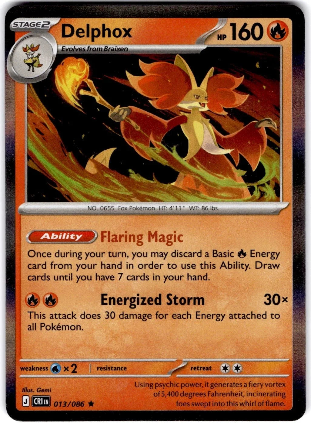 Delphox 013/086 · Holofoil (Chaos Rising)