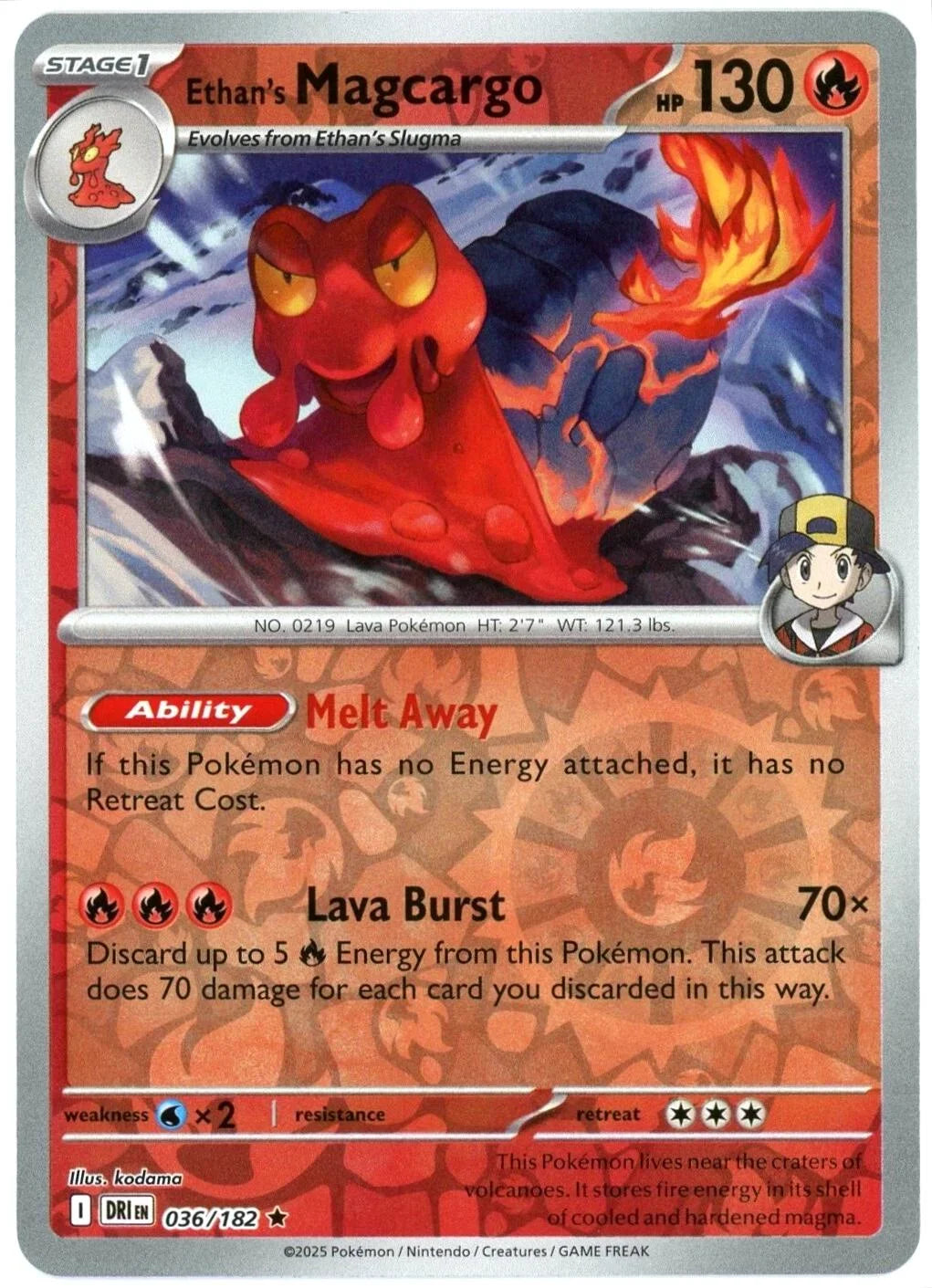 Ethan's Magcargo 036/182 · Reverse Holofoil (Destined Rivals)
