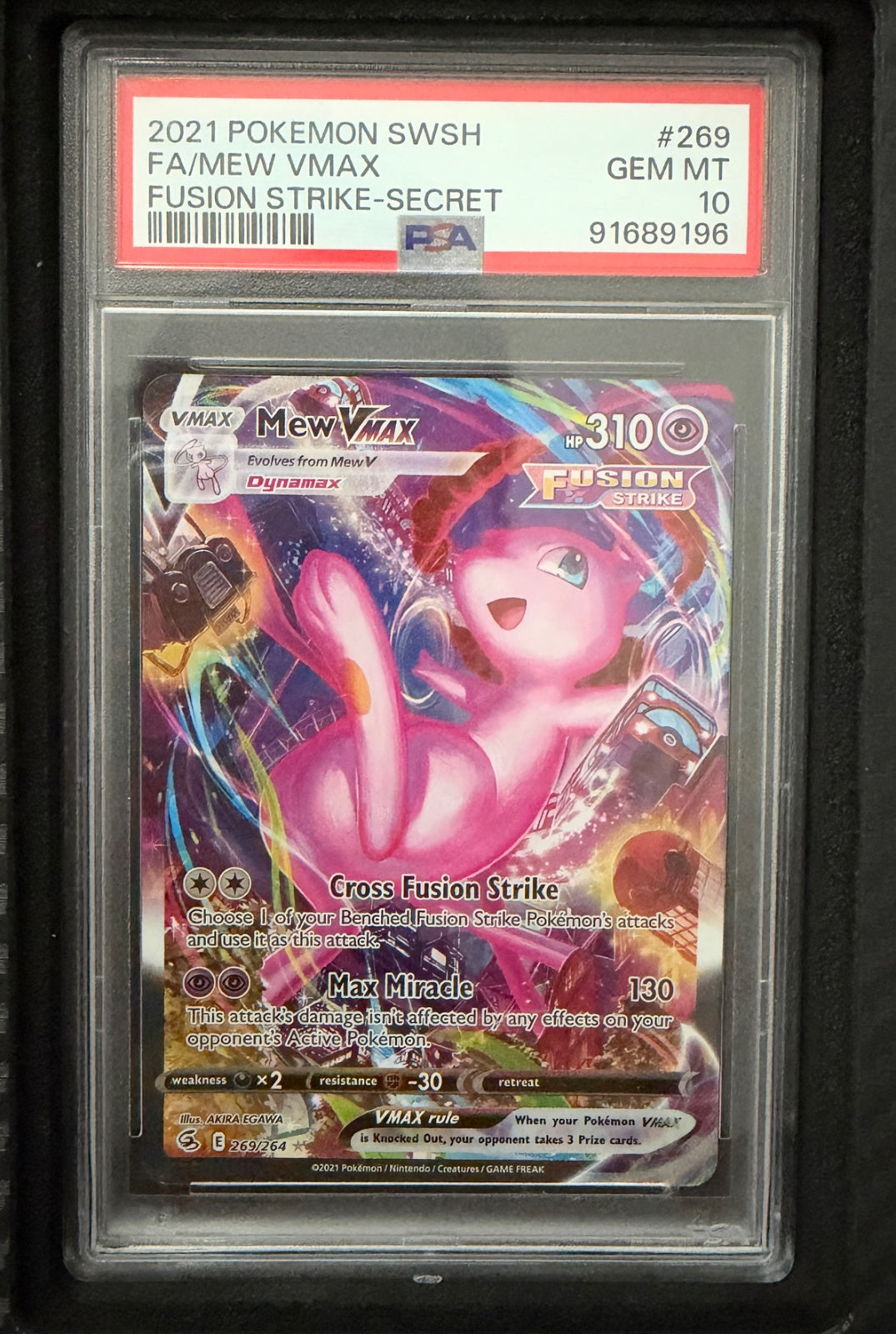 Mew VMAX (Alternate Art Secret) 269/264 (Fusion Strike) — PSA 10