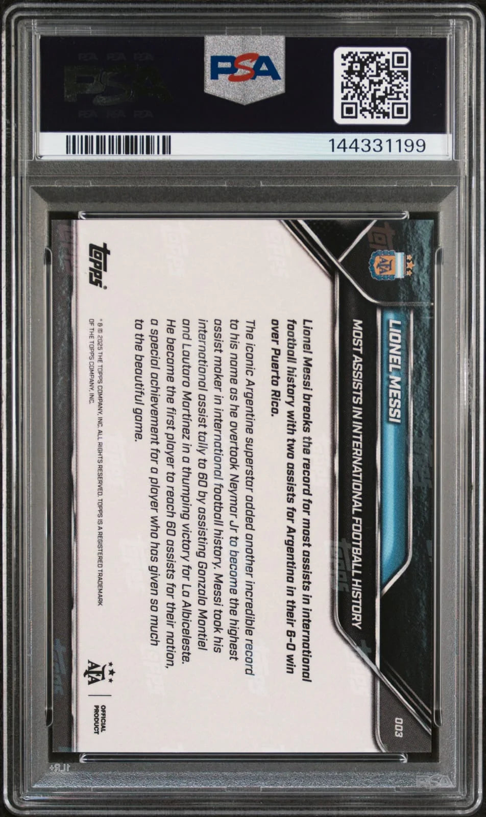 2024 Topps Now Argentina #3 Lionel Messi PSA9