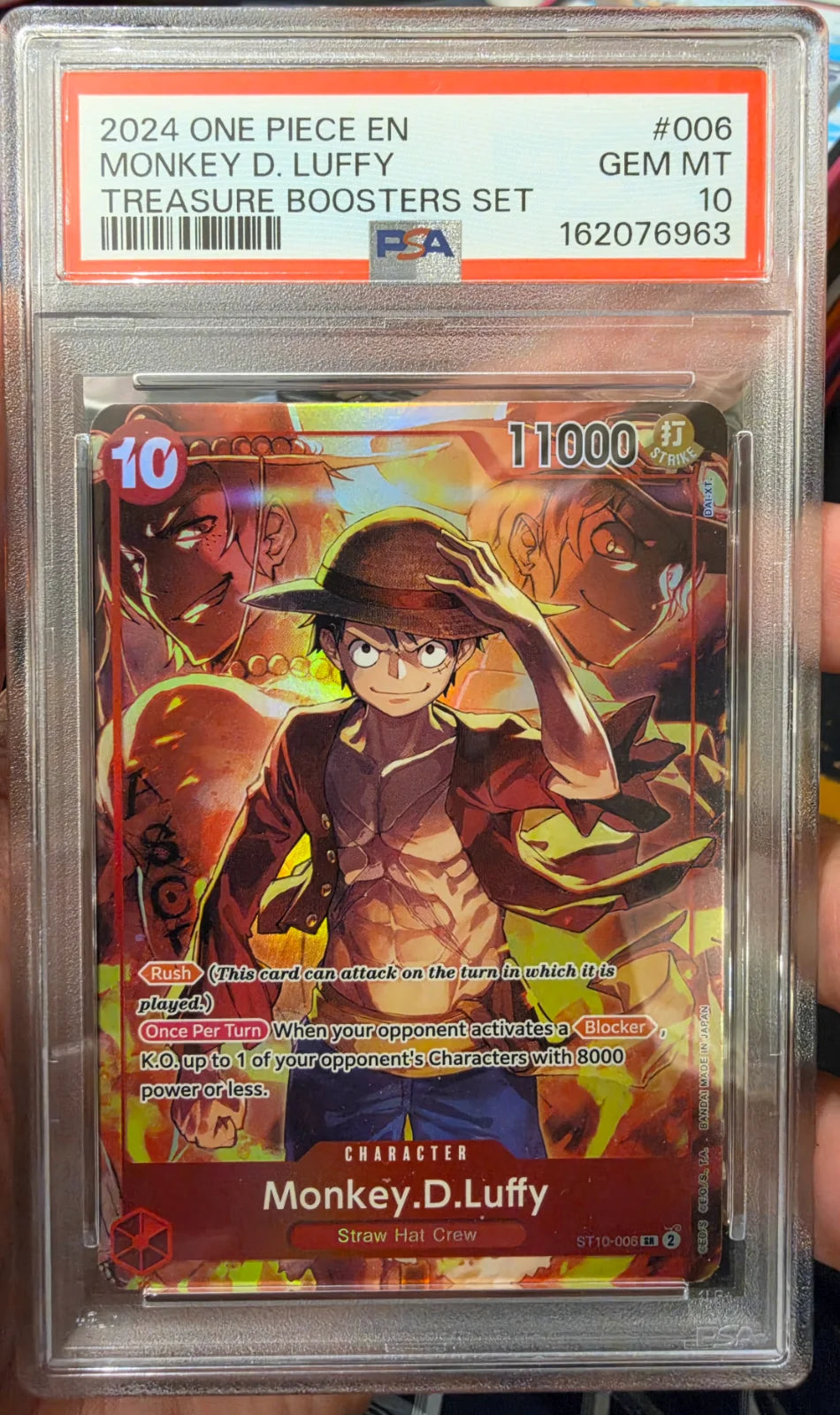 Monkey.D.Luffy (Treasure Booster Set) ST10-006 (One Piece Promotion Cards) — PSA 10