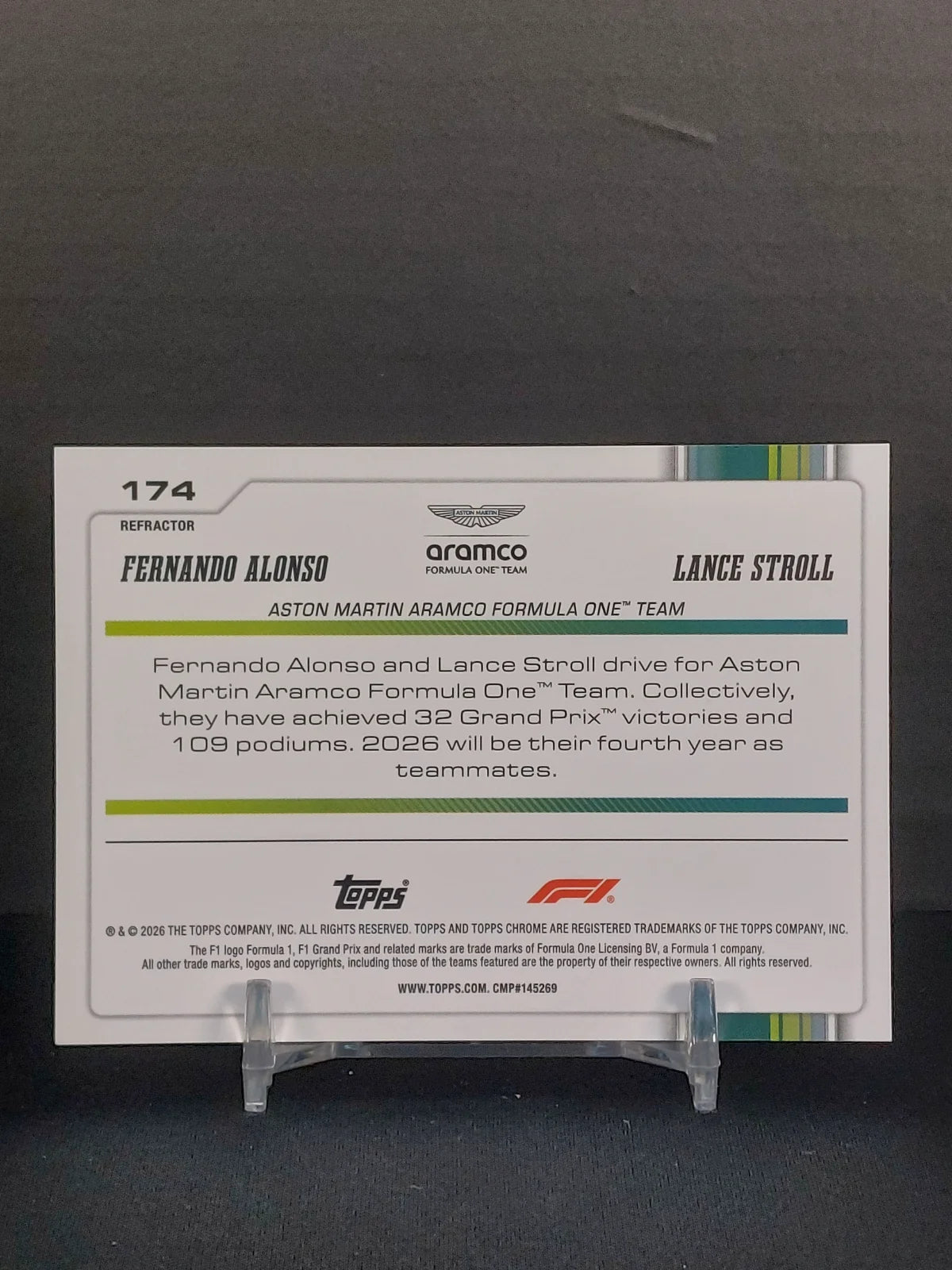 FERNANDO ALONSO & LANCE STROLL #174 - 2026 Topps Chrome F1, DUO Aston Martin Refractor