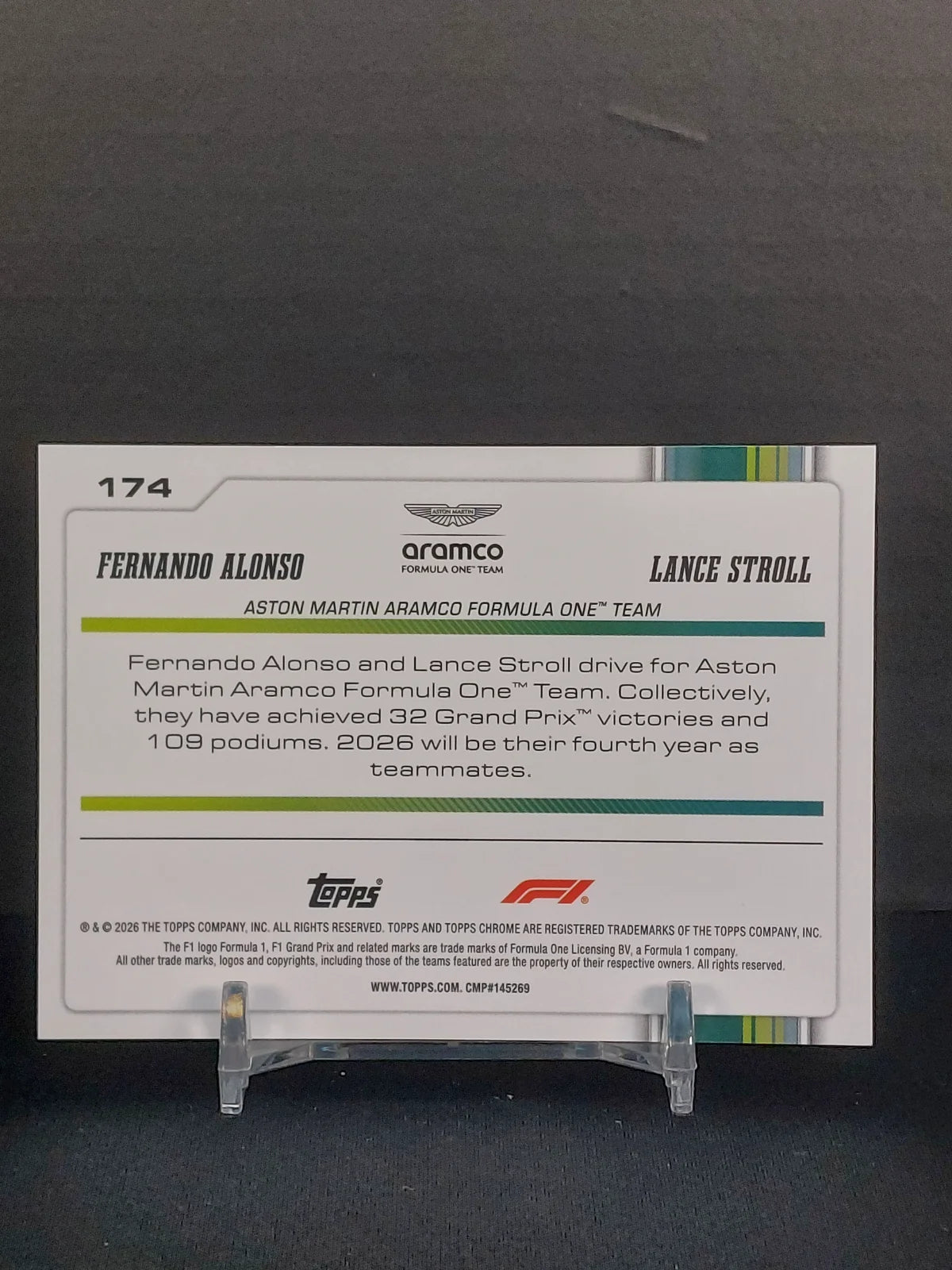 FERNANDO ALONSO & LANCE STROLL #174 - 2026 Topps Chrome F1, DUO Aston Martin Raywave Refractor