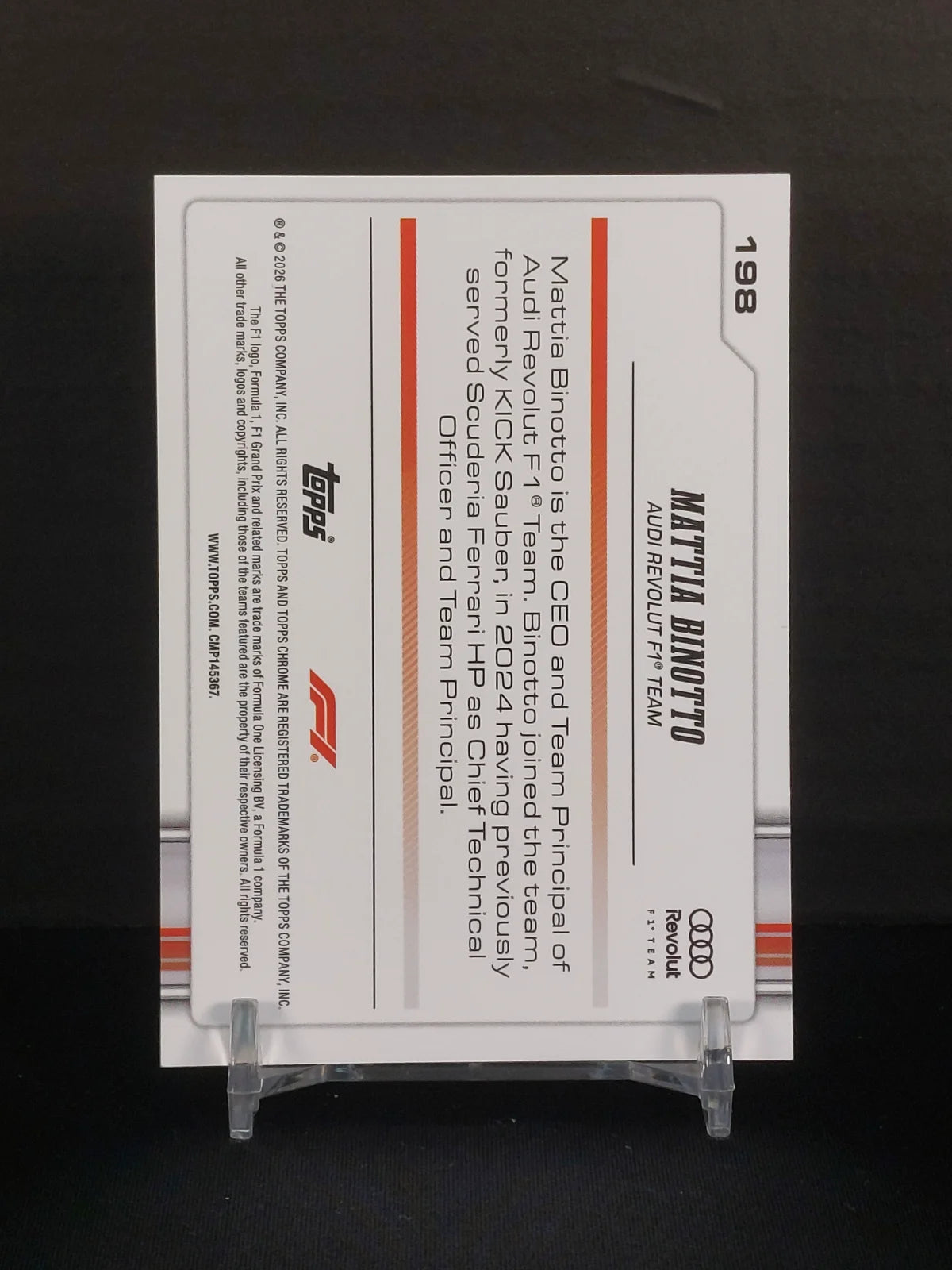 MATTIA BINOTTO #198 - 2026 Topps Chrome F1, Team Principle Raywave Refractor
